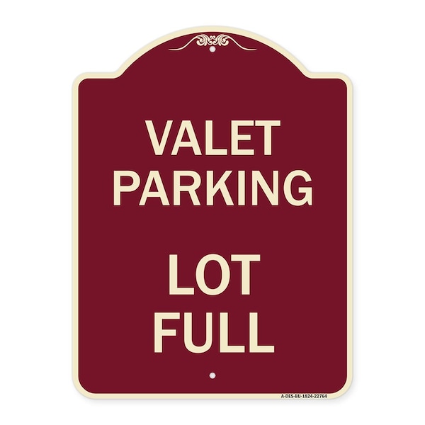 Signmission Valet Parking Lot Full Heavy-Gauge Aluminum Architectural Sign, 24" x 18", BU-1824-22764 A-DES-BU-1824-22764 - main